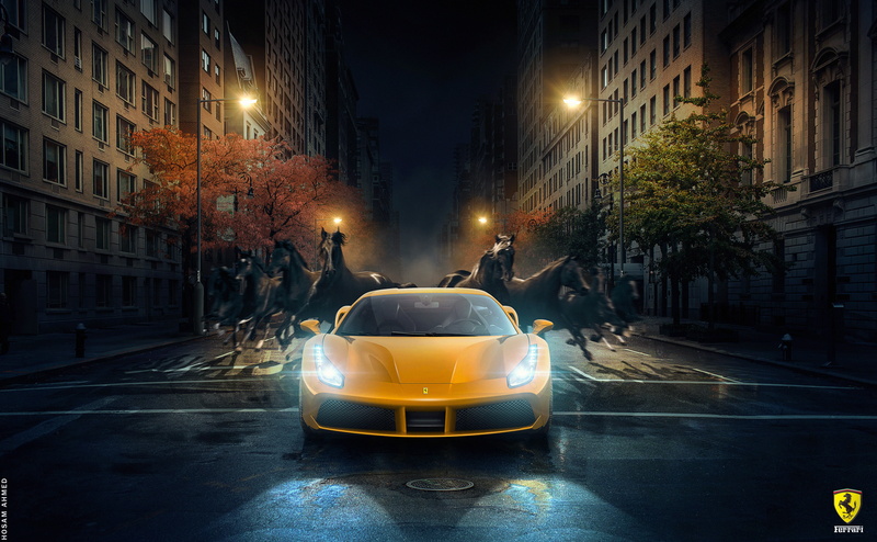 2K, 4K, Ferrari 488 GTB, coupe, ferrari, Horses, yellow