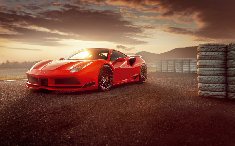 4K, Ferrari, LARGO, 488, Novitec, sports car, no people, nature, car, motor vehicle, land vehicle, k, outdoors, beauty in nature, road, luxury, convertible