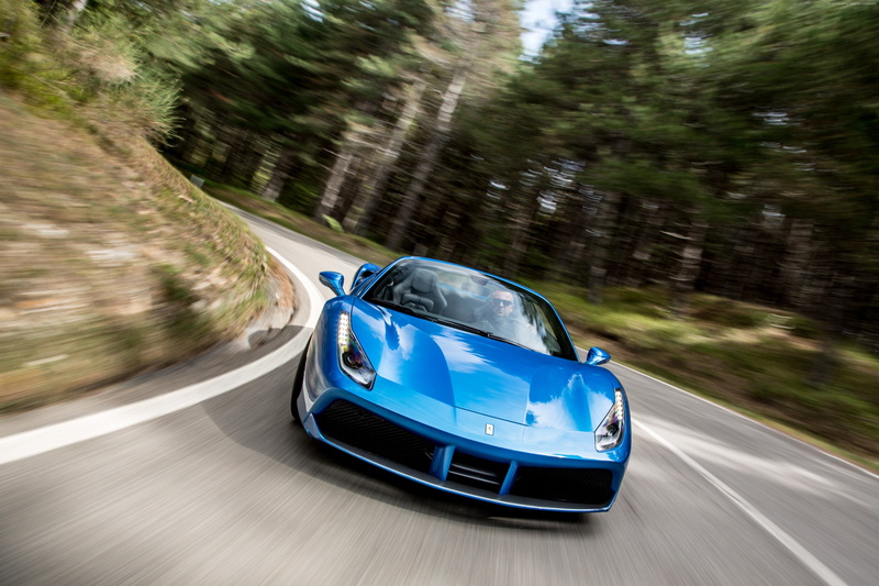 Ferrari 488 Spider, blue, roadster, 4K, cabriolet