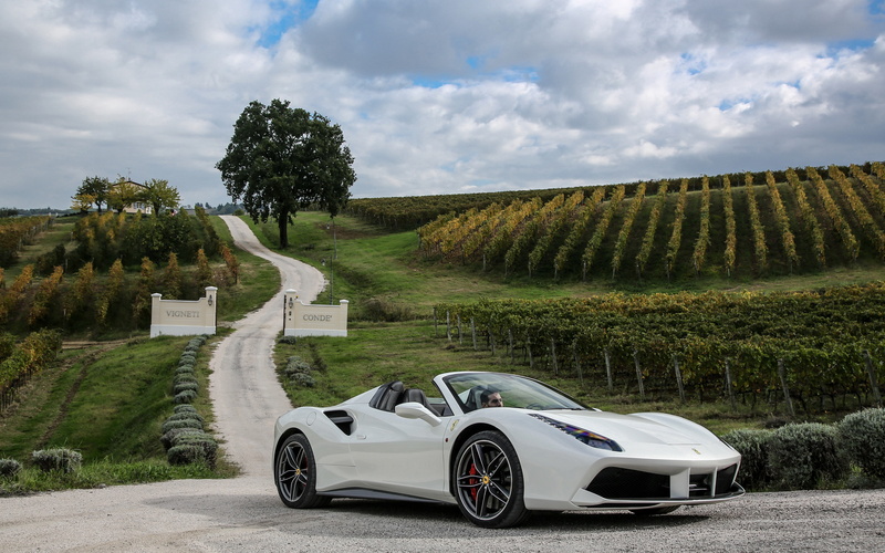 488 backgrounds, download ferrari, 4K, side view, ferrari, spider, white