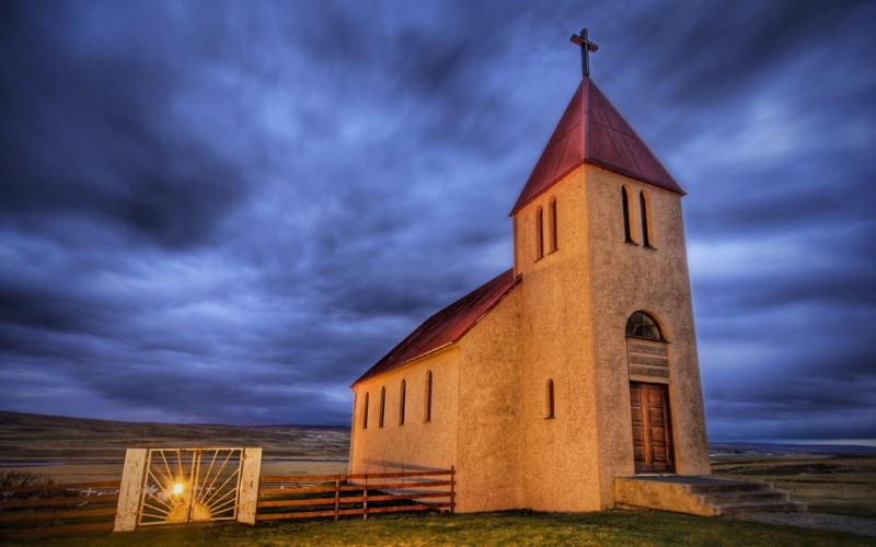 icelandic tundra, iceland, icelic, abaondoned, church, blue sky, tundra, 1080P, hdr, animals