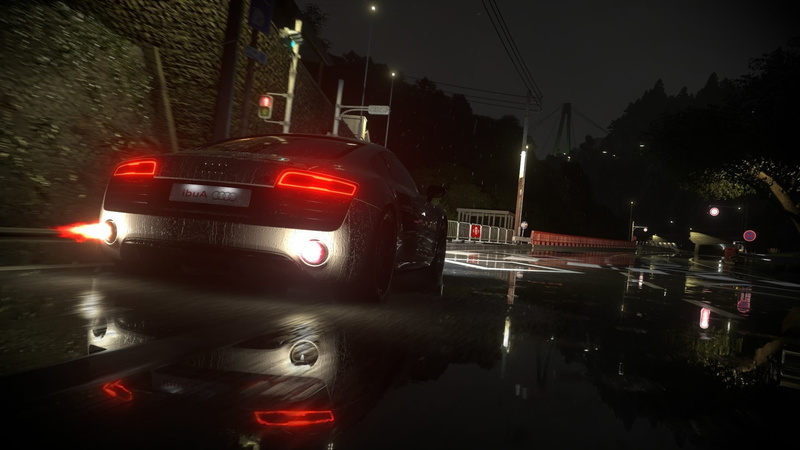 1080P, V10 Engine, road, rain, Audi, video games, night, Driveclub, Audi R8, Lights