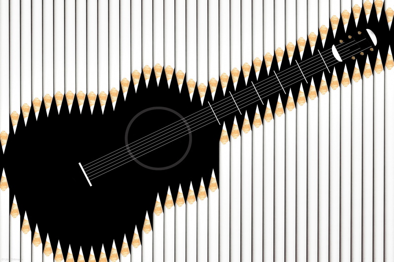 artwork, 1080P, musical equipment, no people, imagination, guitar, studio shot, close-up, classical music, strings, musical instrument string, indoors