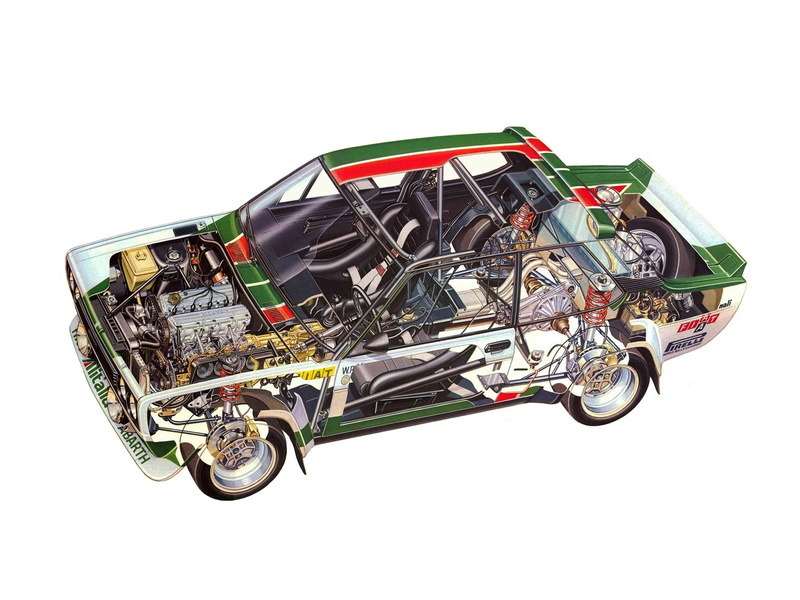 cutaway, 1080P, fiat, rally, abarth, 131