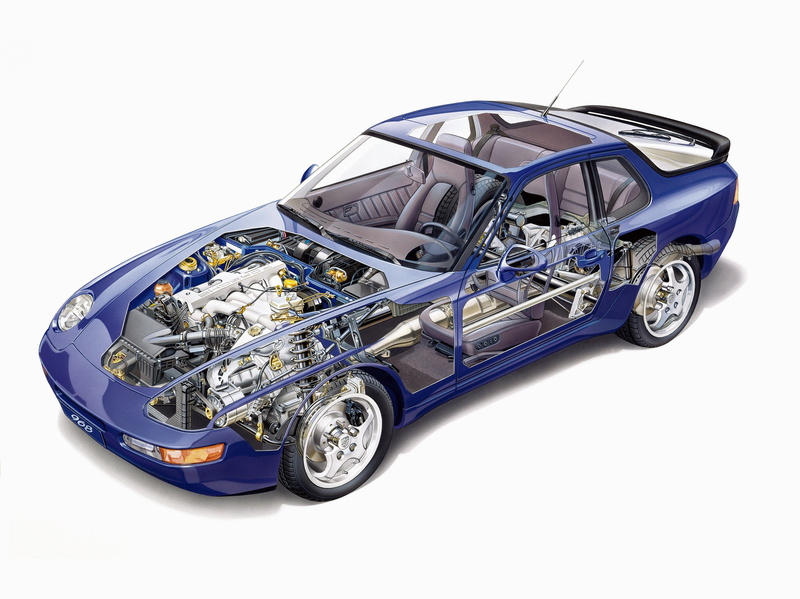 Car Interior, porsche, Porsche 968, Transparency, White Background, 1080P, car, engine, sports car, vehicle, Cutaway
