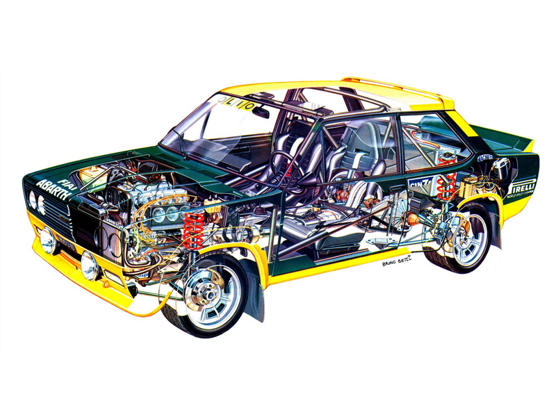 cutaway, classic, fiat, race, abarth, engine, corsa, rally, racing, interior, 1976, 131, 1080P