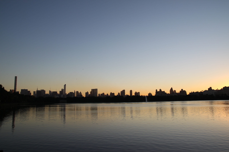 outdoors, river, dusk, silhouette, landscape, clear sky, nature, sky, building, waterfront, office building exterior, water, new york, sunset, urban skyline
