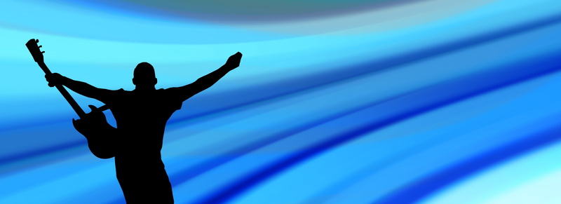 guitar, arts culture and entertainment, human arm, positive emotion, hand, background, graphic, 4K, back lit, arms outstretched, blue, music, arms raised
