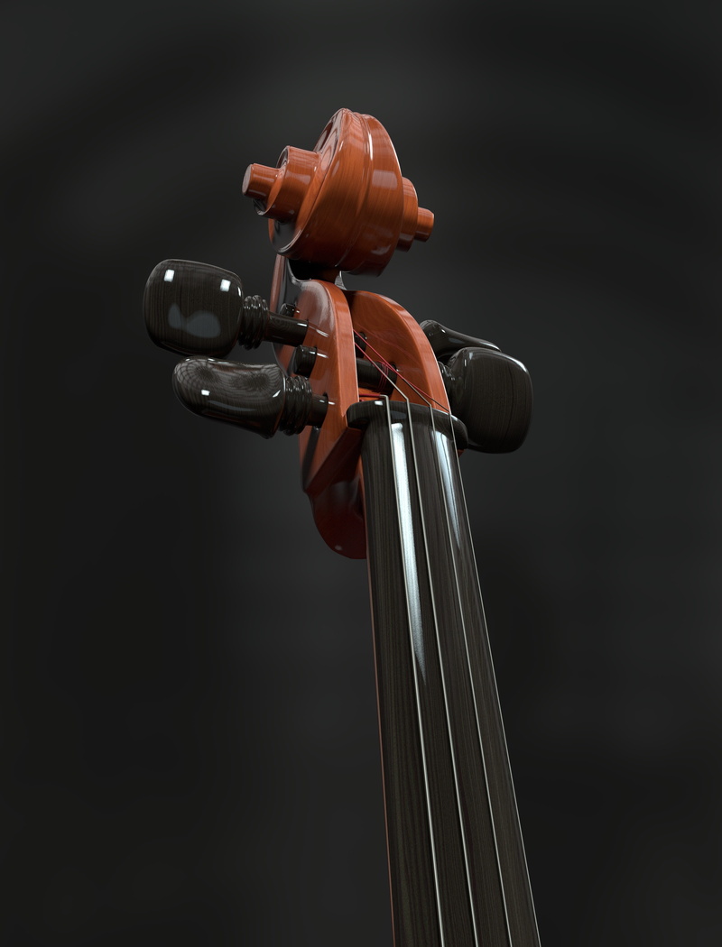 4K, metal, snail, string, neck, black background, string instrument, music, technology, acoustic, indoors, detail, brown, 3d, still life, wood, musical equipment