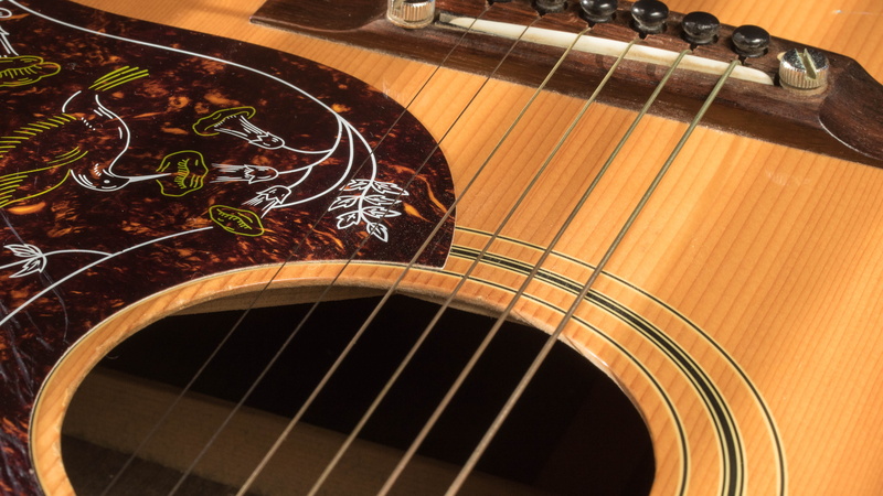 string, acoustic guitar, fretboard, no people, instrument, fingerboard, musical equipment, piano, sound, ornate, 5K, guitar, music, nature, macro, wood - material