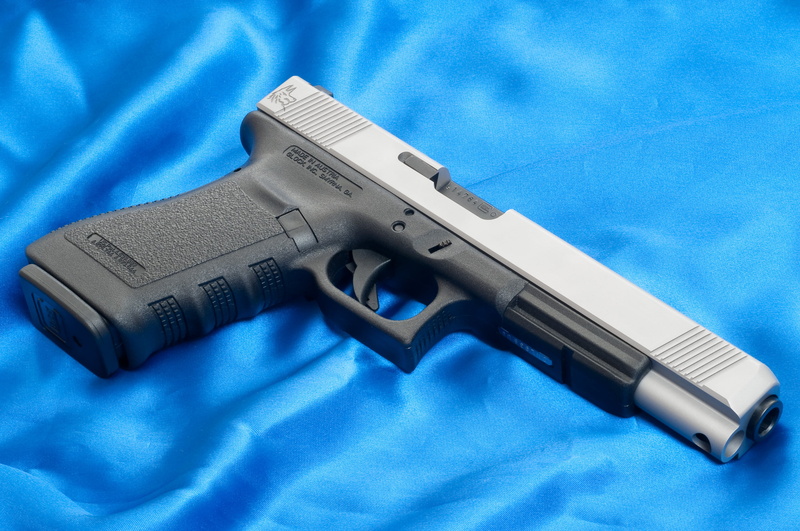 20L, warning sign, Blue, 2K, semi, black, protection, Weapon, Glock, security, no people, violence, automatic, Gun, aggression, colored background