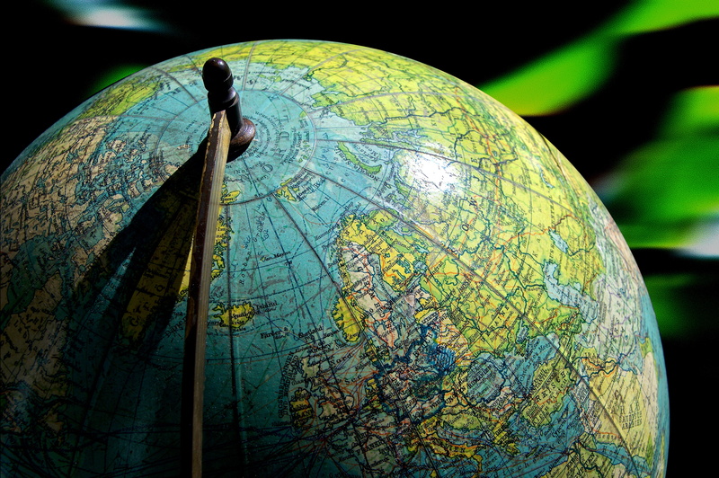 globe - Man Made Object, close-up, desk, nature, space, old, scandinavia, 5K, dome, blue, live, shape, metal, nostalgia, design, green color, focus on foreground