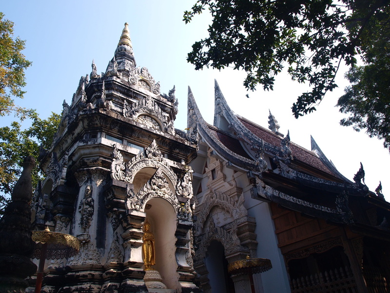 religion, history, ornate, belief, travel destinations, clear sky, nature, low angle view, day, the past, sky, building, plant, spirituality, wat phra that doi noi