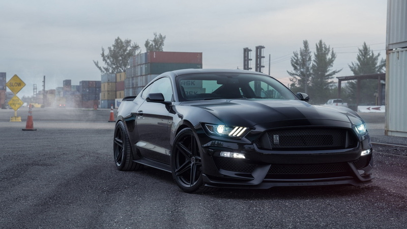 architecture, sky, transportation, land vehicle, nature, stationary, 1080P, no people, black car, luxury, motor vehicle, car, city, ford mustang, building exterior