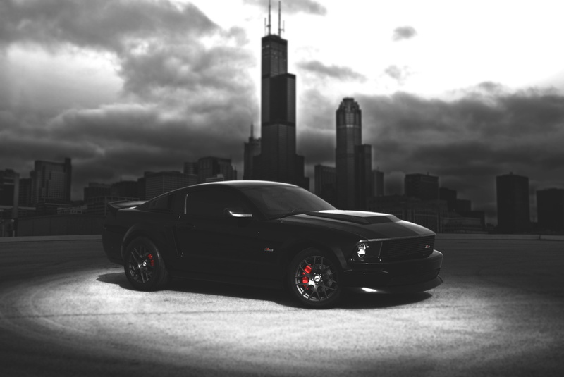 Ford, sky, land vehicle, built structure, landscape, no people, blur, car, transportation, skyscraper, tower, muscle, America, office building exterior