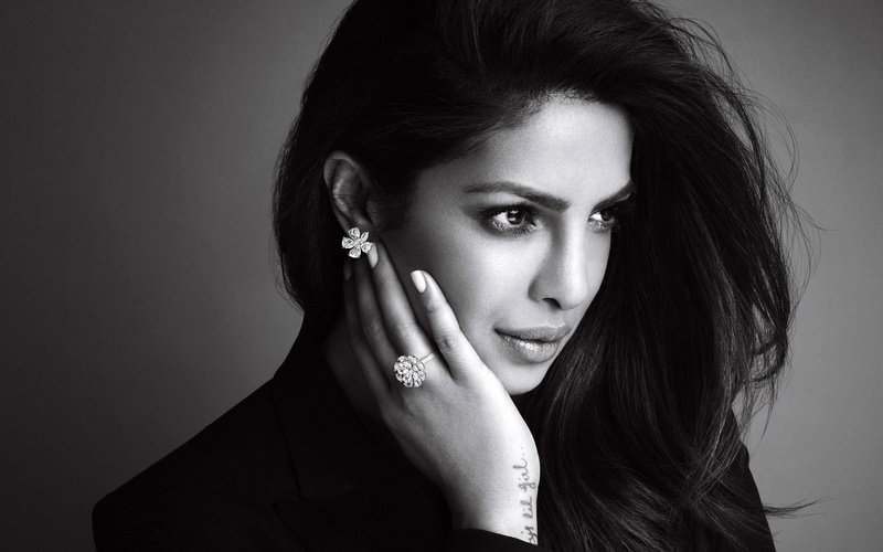 Black and White, Actresses, Face, Actress, Indian, 1080P, Long Hair, Priyanka Chopra