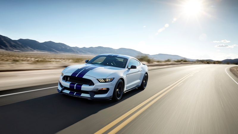 8K, GT350, day, ford, car, mountain, sky, driving, luxury, on the move, white, sunlight, Shelby, motion, road, speed, nature, motor vehicle, travel, bright