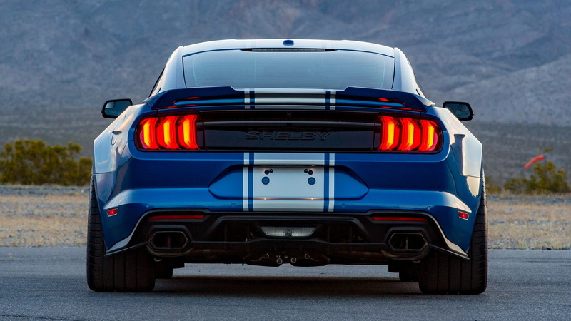 outdoors, Car, sign, day, headlight, Ford, orange color, front view, 1080P, Shelby Super Snake Widebody, mode of transportation, Blue Car, no people, travel