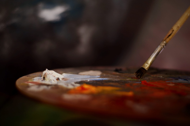 no people, watercolor paints, dirty, craft, old, oil paint, brush, dirt, wood - material, paintbrush, 4K, creativity, indoors, close-up, art and craft equipment