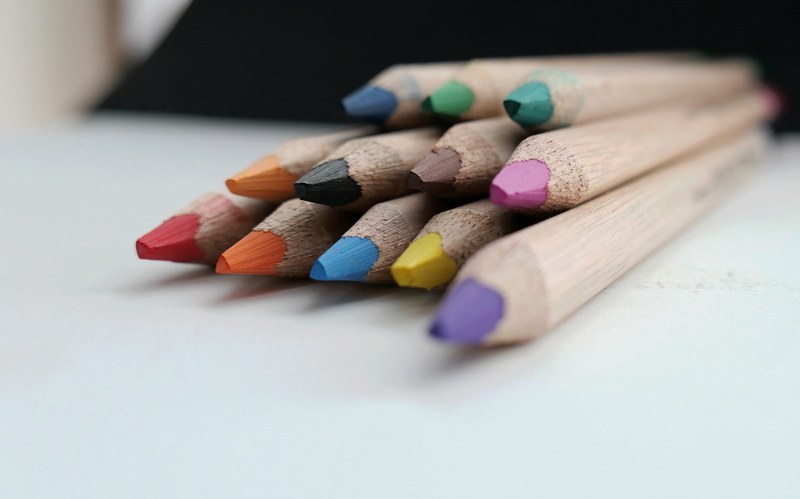 felt tip pens, close-up, creativity, matchstick, wooden pegs, color, education, choice, no people, table, Colour Pencils, different colored crayons, yellow