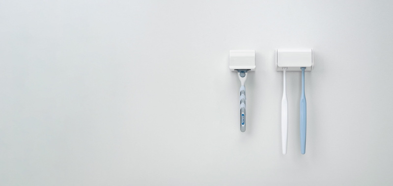 5K, hygiene, toothbrush holder, white background, blue, silver colored, dental health, still life, copy space, household equipment, simplicity, two objects