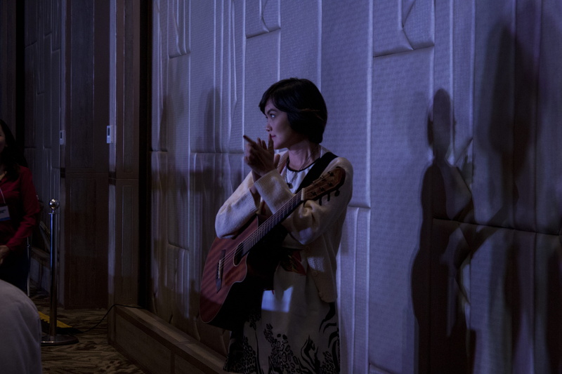 three quarter length, female, sleeve, indoors, guitar, flooring, lute, contemplation, young women, musical instrument, curtain, musician, night, lifestyles