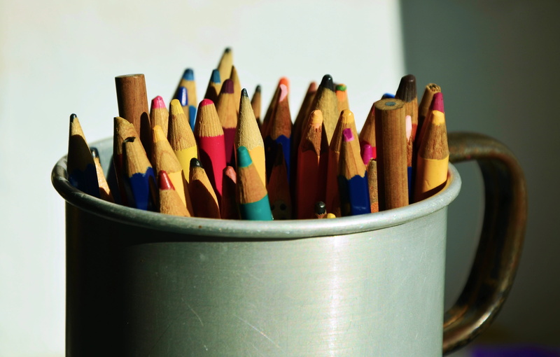 assorted, writing instrument, still life, craft, no people, paint, children, studio shot, colour pencils, indoors, colorful, wood - material, kindergarten
