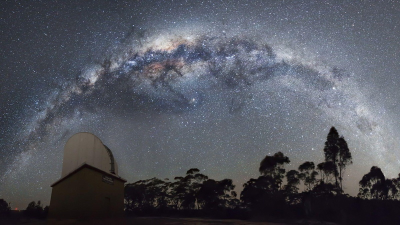 starry, star, wooden, night, 1920x1080, observatory, house, brown, photography, 1080P, sky