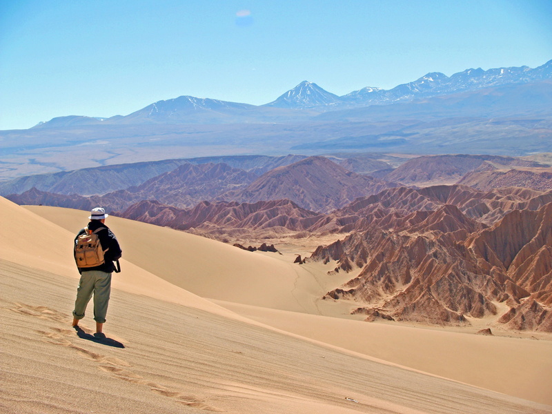 climate, tranquility, one person, mountain, nature, scenics - nature, america, non-urban scene, tranquil scene, desert, standing, real people, beauty in nature