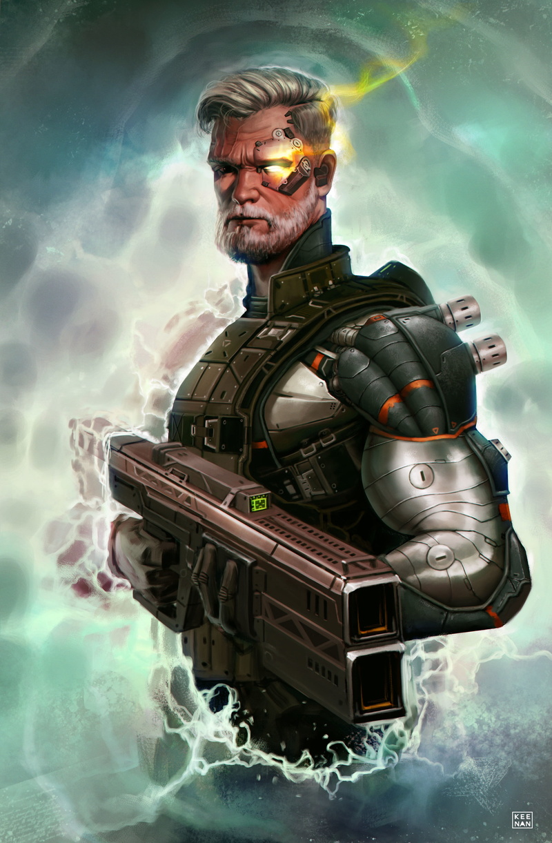 Mutant, 2K, Cable, machine, gun, Dave Keenan, X-Men, men, Shell, gray hair