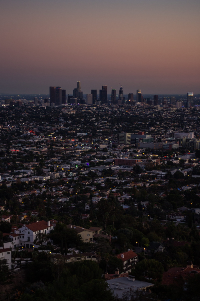 los angeles, nature, building, high angle view, sky, crowd, building exterior, dusk, outdoors, sunset, city, dark, griffith, landscape, office building exterior