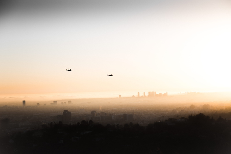 tree, sky, helicopter, outdoors, nature, air vehicle, trees, transportation, flying, building exterior, smoke, fly, animal, architecture, building, bird