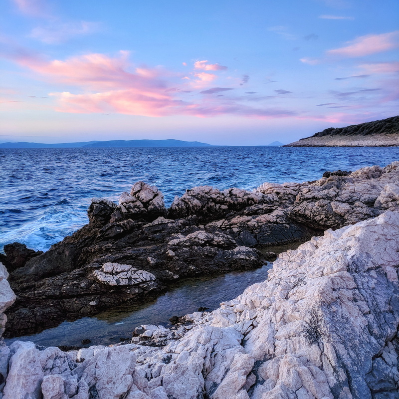 sunset, sea, sky, solid, rock formation, horizon, nature, overlooking, cloud, land, rocky, cloud - sky, promontory, coast, beauty in nature, rock - object