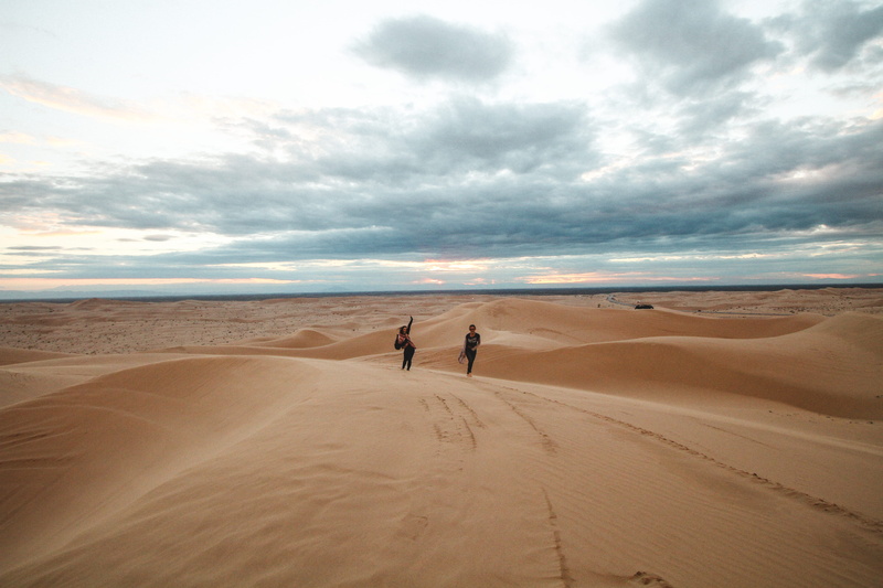 leisure activity, tranquility, winter, non-urban scene, sand, landscape, horizon, scenics - nature, arid climate, unsplash expedition, sand dune, two people