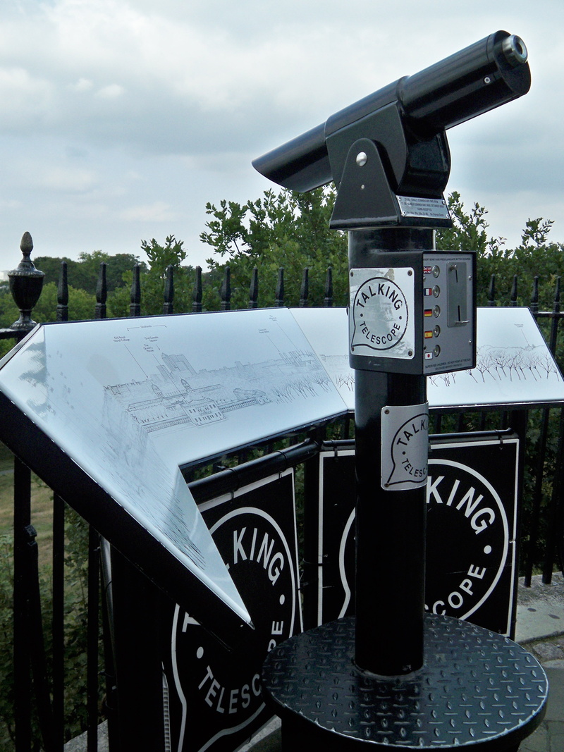 text, sky, architecture, information sign, guidance, binoculars, outdoors, no people, information, script, direction, non-western script, western script