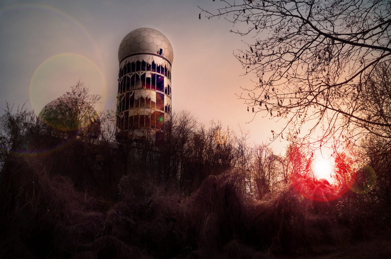 decay, tree, weathered, lost places, building exterior, weathering, scrub, sky, radar, architecture, building, silhouette, nature, the past, sun, built structure