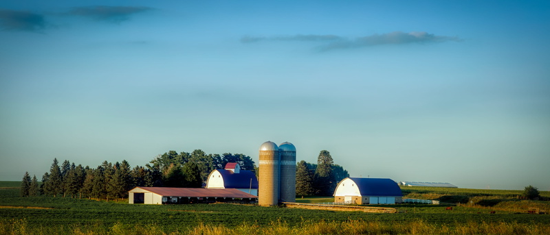 tree, country, plant, agriculture, rural, clouds, blue, architecture, cloud - sky, nature, outdoors, grass, environment, building, barn, farm, 4K, sky