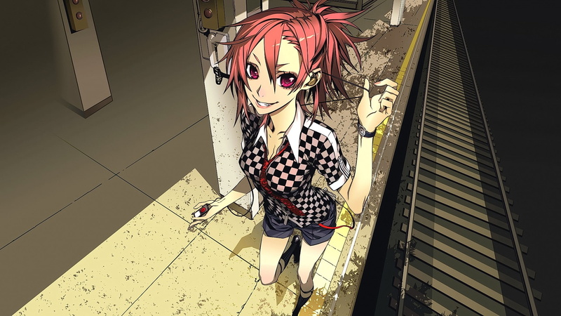 smiling, Shirow Miwa, short hair, purple eyes, anime girls, looking at viewer, anime, 1080P, pink hair