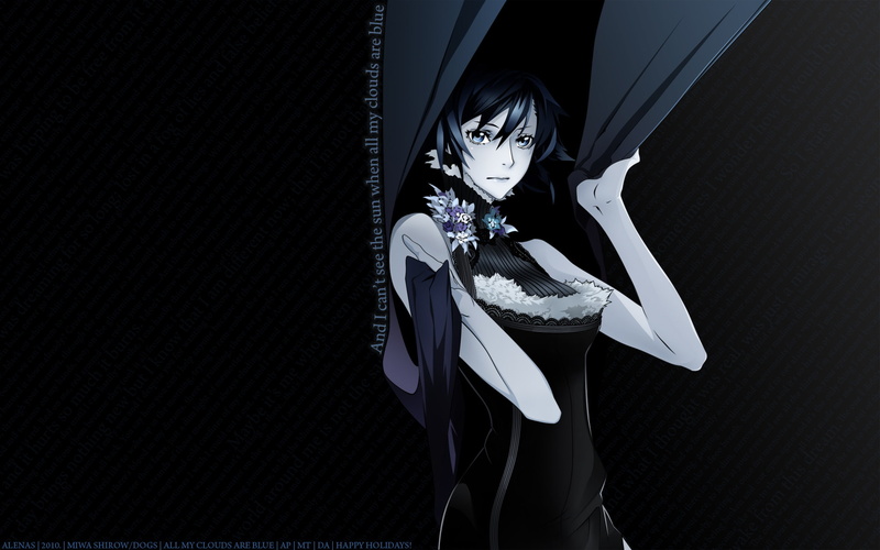 vector, flowers, hair, fuyumine, carnage, 1080P, naoto, bullets, short, miwa, blue, monochrome, shirow, dogs