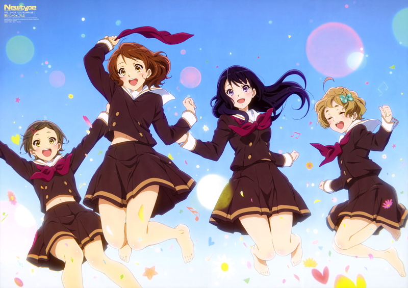 costume, jump, happiness, 8K, celebration, katou hazuki, child, representation, oumae kumiko, Anime, kousaka reina, toy, indoors, hibike euphonium, females