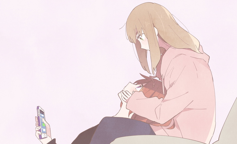 2K, Yoshikawa Yuuko, simple background, anime girls, Nakagawa Natsuki, Hibike! Euphonium, anime