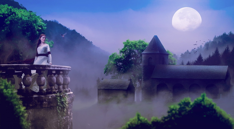 creativity, photomanipulation, castle, lastcastle, beside, art, outdoors, 1080P, concrete, full moon, gray, plant, parimal, Aero, belief, fog, history