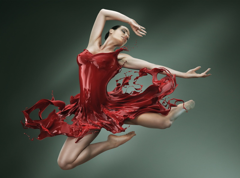 young women, Leap, 2K, Creative, human limb, limb, beauty, dress, fashion, dancing, indoors, human arm, one person, gray background, hairstyle, full length