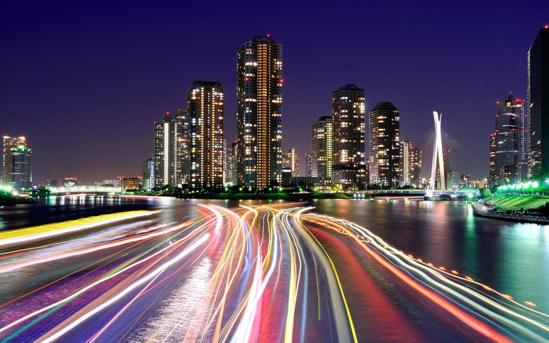 city life, light trail, modern, city, timelapse, no people, night, cityscape, body, motion, architecture, speed, building exterior, lights, transportation