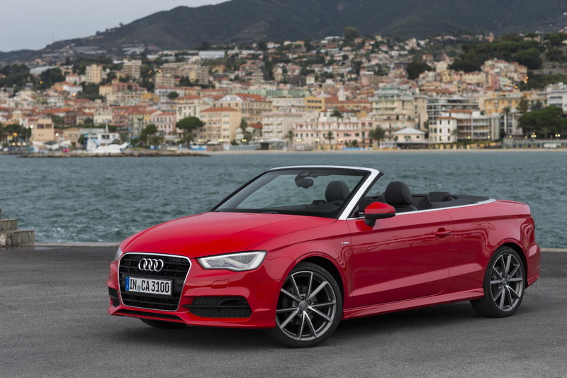 luxury, cabriolet, car, mode of transportation, water, city, land vehicle, building, wall, cityscape, audi, building exterior, built structure, red, day