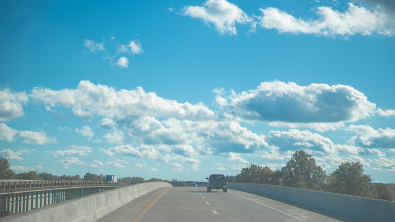 highway, dividing line, mode of transportation, the way forward, sign, long, vivid sky, tree, sky, blue, no people, 5K, transportation, direction, road