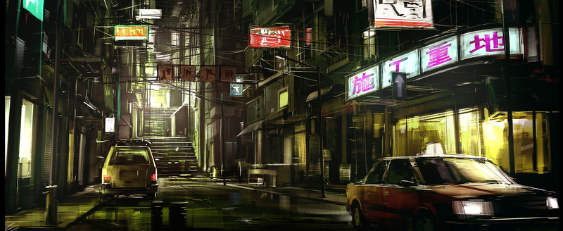 communication, brown, city, road, wooden, artwork, text, car, night, cityscape, no people, Japan, 2K, script, outdoors, built structure, city life, building exterior