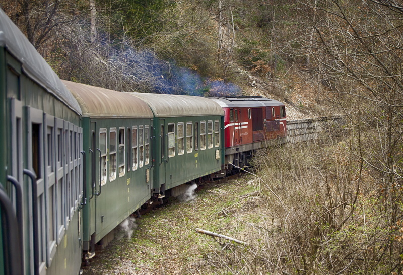 green, diesel locomotive, no people, public transportation, vintage, bulgaria, forest, narrow gauge railway, growth, smoke, field, day, coaches, grass