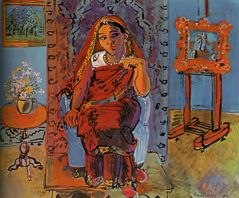 Raoul Dufy, 1930, IntBrieur with Hindu, Statens Museum for Kunst, 1080P, Huile sur Toile, Copenhague, Interior with Hindu woman