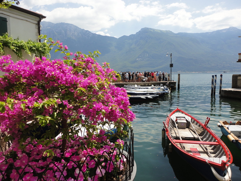 limone sul garda, scenics - nature, lake, sky, nautical vessel, 4K, nature, travel, passenger craft, plant, cloud - sky, boat, flower, moored, italy, mountain